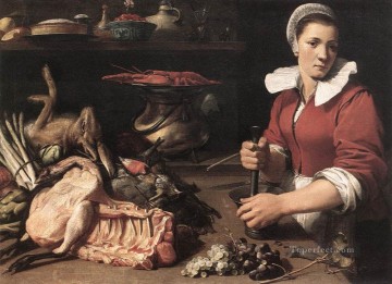 Naturaleza muerta clásica Painting - Cocinar con comida bodegón Frans Snyders